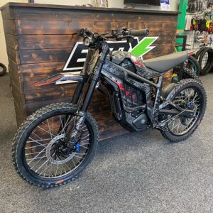 Take your riding game to the next level with this retro black 72v sting for sale – a custom-built electric dirt bike engineered