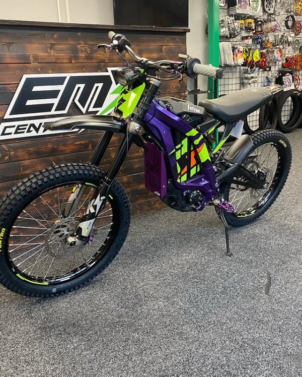 The purple 2023 surron light bee for sale is the perfect blend of eye-catching design and impressive off-road capabilities.