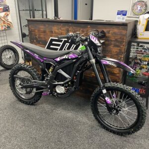 Meet the purple surron ultra bee black edition for sale, a rare and custom-built electric motorcycle that blends stealthy black components
